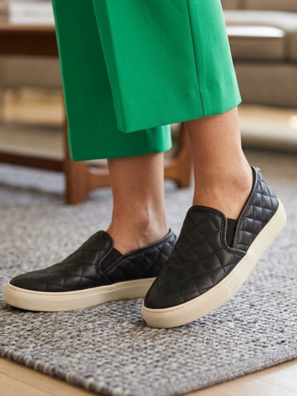 Steve Madden Quilted Slip-On Sneakers in Black